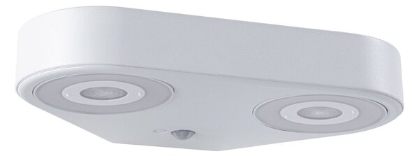 P 94868 LED venkovní nástěnné svítidlo Silma pohybové čidlo dva světelné zdroje IP44 280x176mm 3000K 2x5,5 / 2x0,7W 230V bílá hliník - PAULMANN