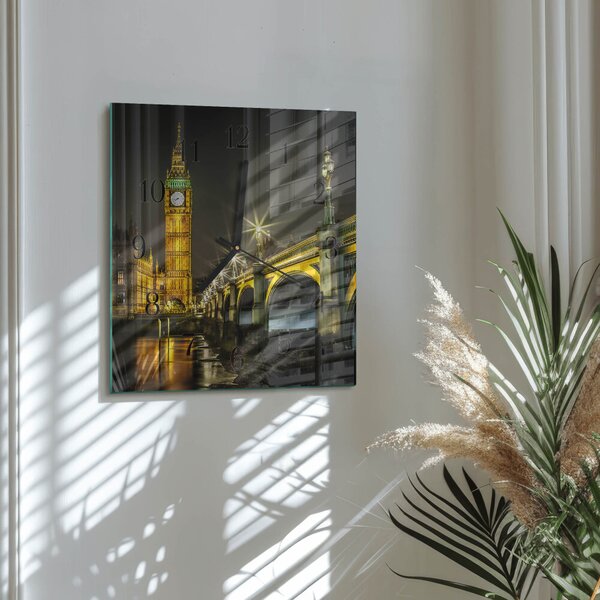 Skleněné hodiny na stěnu Londýn zskc-30x30-00175615
