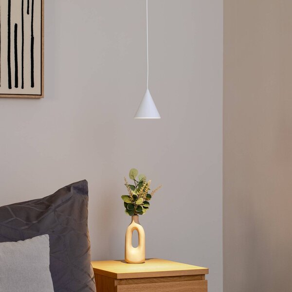 Nowodvorski Lighting Závěsné světlo ZENITH, bílé, Ø 11 cm, kov, GU10, stmívatelný, Bílá / opál, Obývací pokoj / jídelna, kov, Moderní