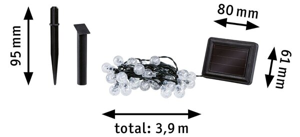 P 94874 Solární světelný řetěz Soala IP44 3000K černá - PAULMANN
