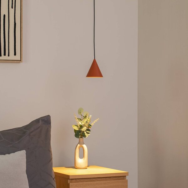 Nowodvorski Lighting Závěsné světlo ZENITH, terakota, Ø 11 cm, kov, GU10, stmívatelný, Hnědá / rez, Obývací pokoj / jídelna, kov, Moderní