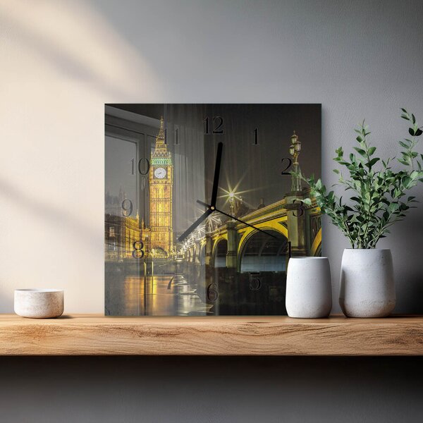 Skleněné hodiny na stěnu Londýn zskc-30x30-00175615