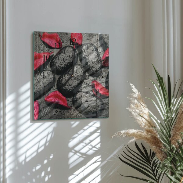 Skleněné hodiny na stěnu Kameny zskc-30x30-00175617