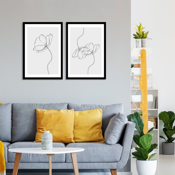 ASIR Obraz na MDF s rámem 2ks KRESBA KVĚTIN 36 x 51 cm
