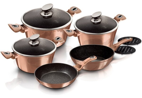 Sada nádobí s mramorovým povrchem 10 ks Rosegold Metallic Line