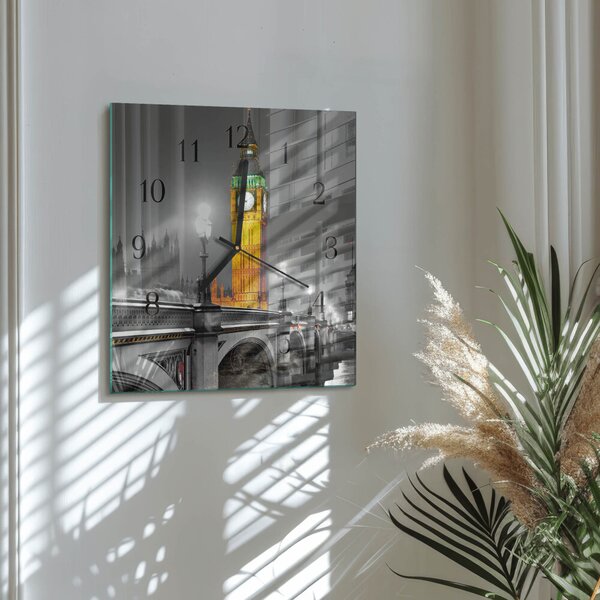 Skleněné hodiny na stěnu Big Ben zskc-30x30-00175636