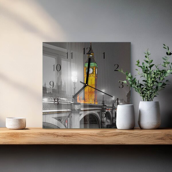 Skleněné hodiny na stěnu Big Ben zskc-30x30-00175636