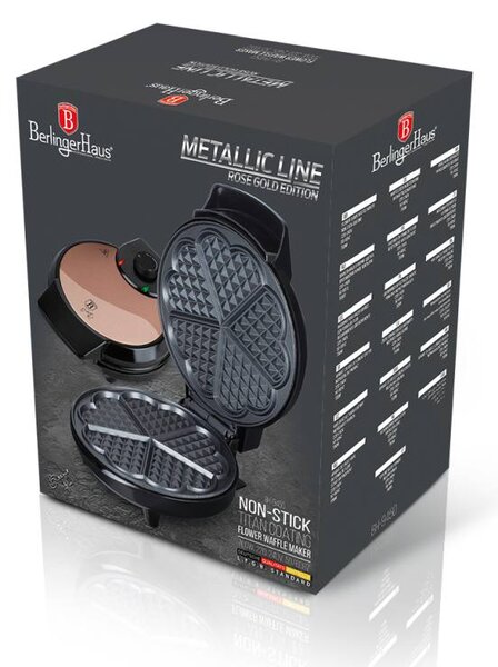 Vaflovač na 5 vaflí ve tvaru květu Rosegold Metallic Line