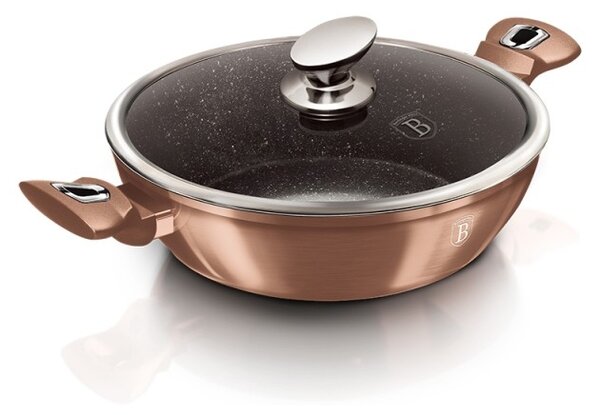 Pekáč kulatý s mramorovým povrchem a poklicí 28 cm Rosegold Metallic Line