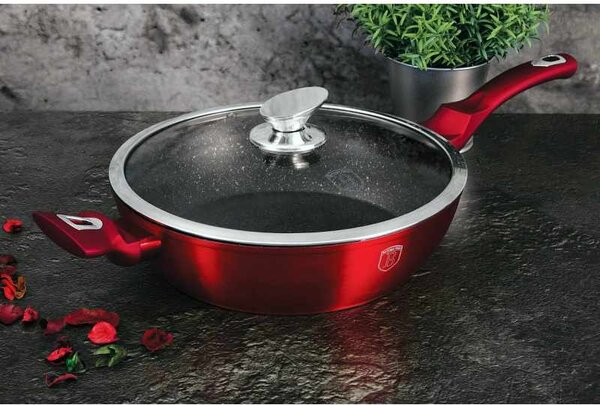Pánev hluboká s mramorovým povrchem a poklicí 32 cm Burgundy Metallic Line