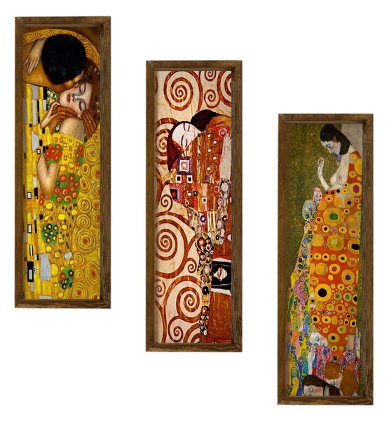 ASIR Obraz na MDF s rámem 3ks GUSTAV KLIMT 19 x 70 cm
