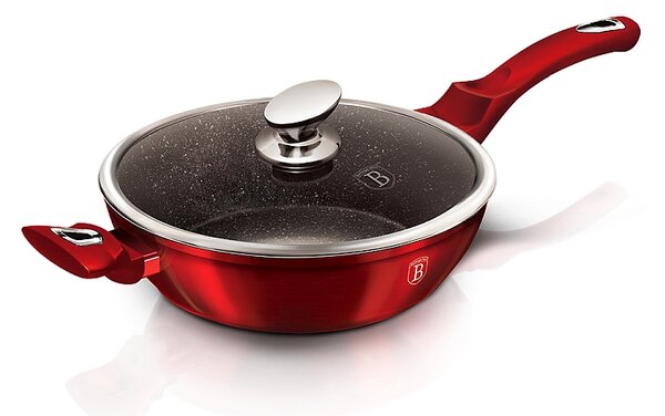 Pánev hluboká s mramorovým povrchem a poklicí 32 cm Burgundy Metallic Line