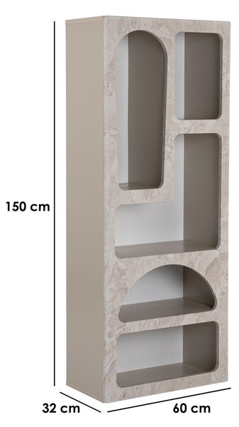 Knihovna BELVANI s asymetrickými policemi, travertine