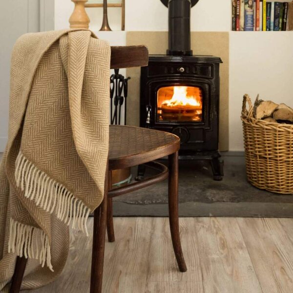Deka Merino vlna / kašmír Beige Herringbone 180 x 136 cm John Hanly