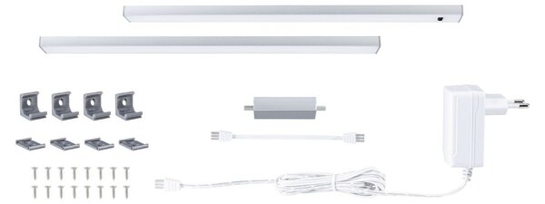 P 98609 LED podskříňkové svítidlo Inline 2ks startovací sada 2x4W 350x26mm 24V matný chrom - PAULMANN