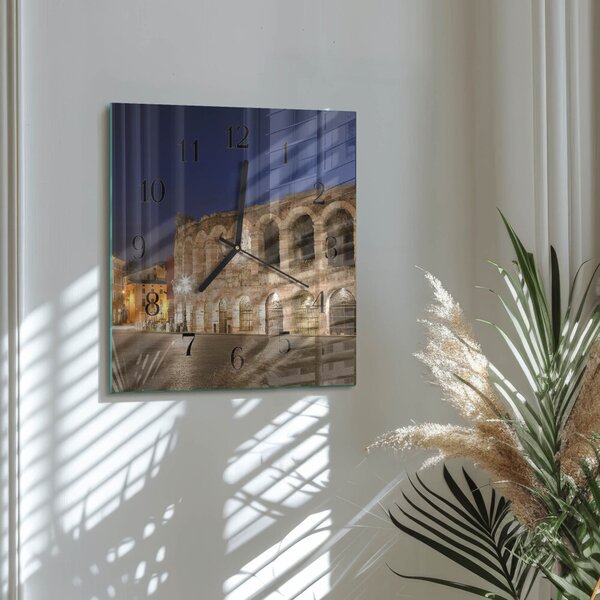 Skleněné hodiny na stěnu Noční světlo zskc-30x30-00175653