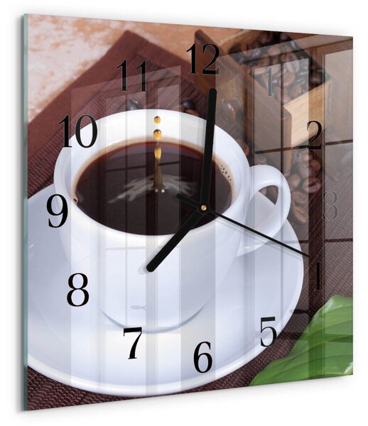 Skleněné hodiny na stěnu Káva zskc-30x30-00175662