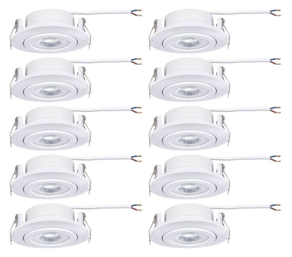 P 99996 LED vestavné svítidlo 10ks-sada výklopné kruhové 82mm 70° 10x4,8W 230V 3000K bílá mat - PAULMANN