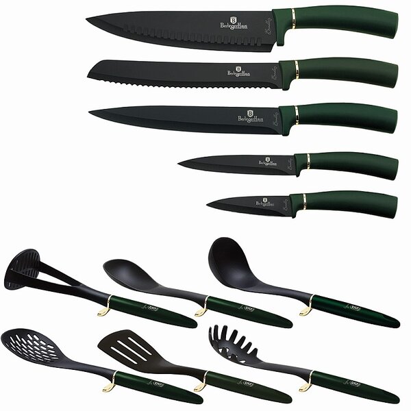 Sada nožů a kuchyňského náčiní ve stojanu 12 ks Emerald Collection