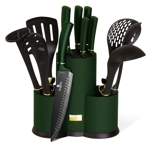 Sada nožů a kuchyňského náčiní ve stojanu 12 ks Emerald Collection