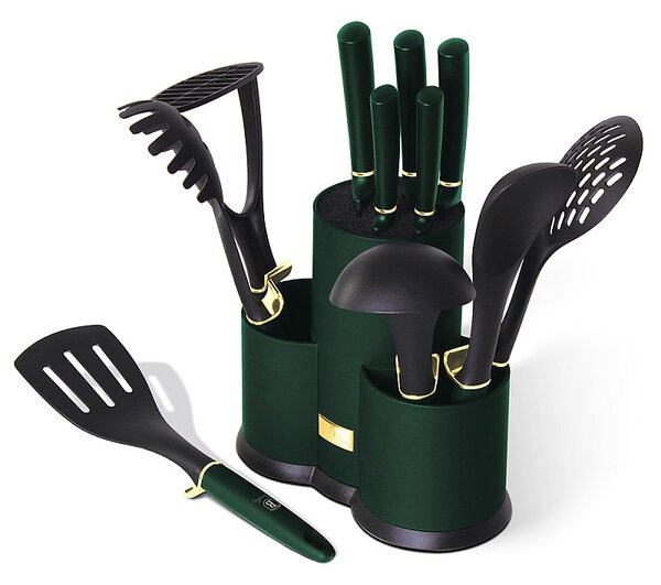 Sada nožů a kuchyňského náčiní ve stojanu 12 ks Emerald Collection