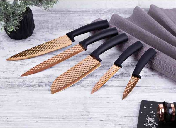 Sada nožů s nepřilnavým povrchem 5 ks Black Rose Collection