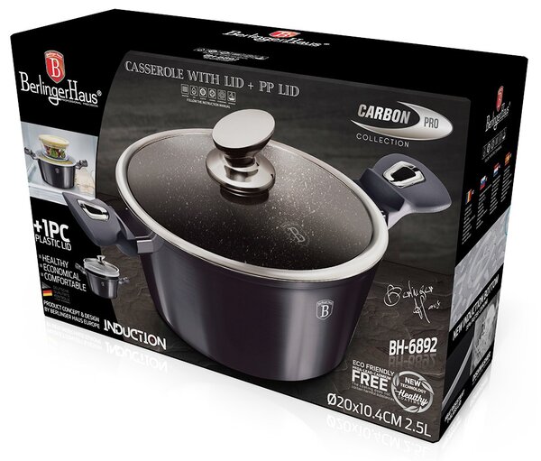 Kastrol s poklicí s mramorovým povrchem 20 cm Carbon PRO Line