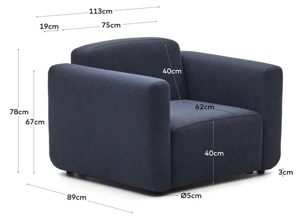 Tmavě modré křeslo Neom – Kave Home