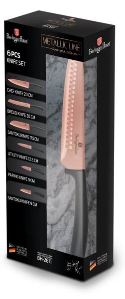Sada nožů s nepřilnavým povrchem 6 ks Rosegold Metallic Line