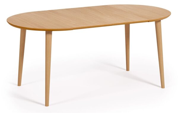 Kulatý rozkládací jídelní stůl v dekoru dubu v přírodní barvě ø 90 cm Oqui – Kave Home