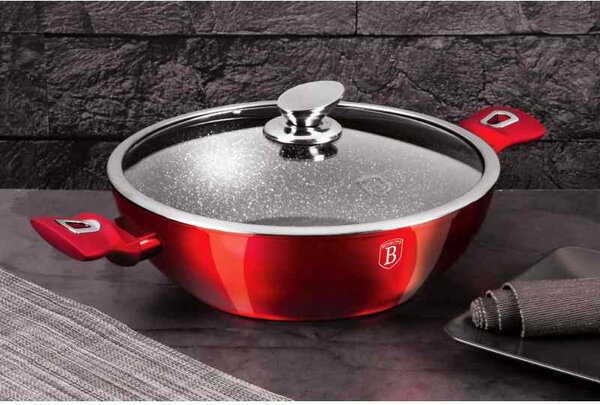 Pánev Wok s poklicí 30 cm Burgundy Metallic Line