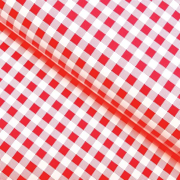 PVC ubrus Červeno-bílé kostičky PV-030 - metráž š. 140 cm