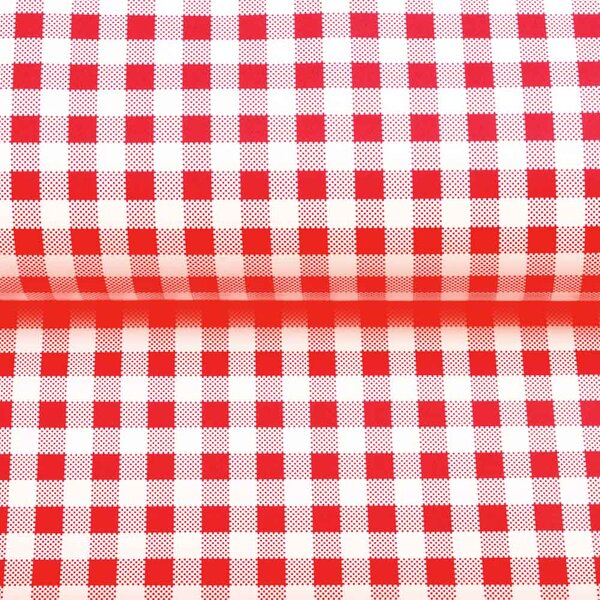 PVC ubrus Červeno-bílé kostičky PV-030 - metráž š. 140 cm