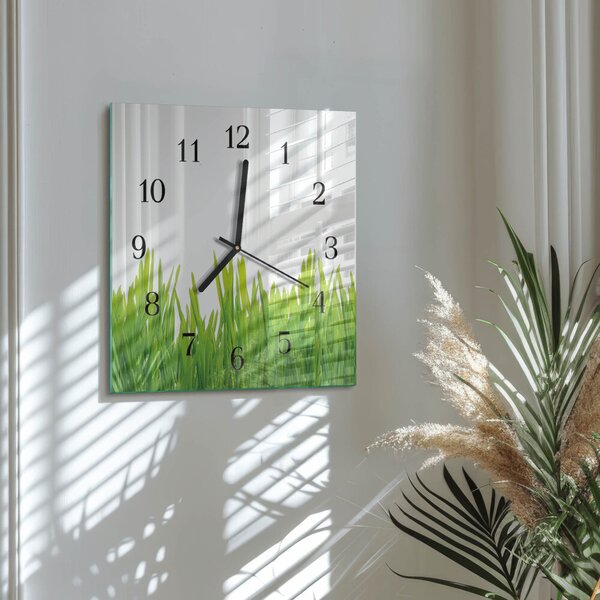 Skleněné hodiny na stěnu Tráva zskc-30x30-00175673