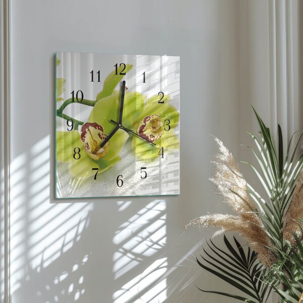 Skleněné hodiny na stěnu Orchidej zskc-30x30-00175689
