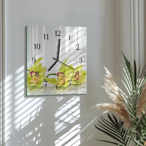 Skleněné hodiny na stěnu Orchidej zskc-30x30-00175693