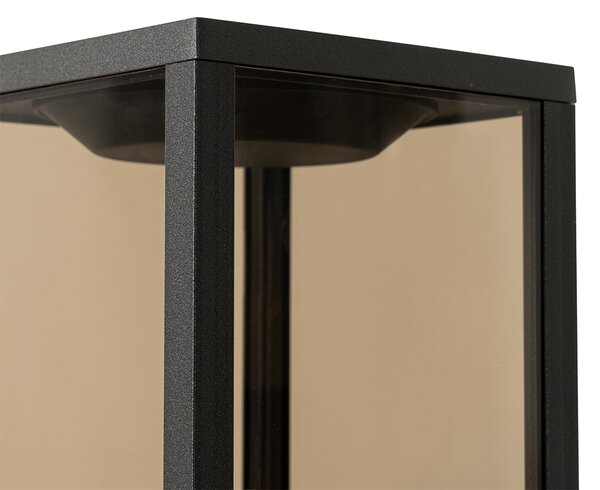 Stojací venkovní lampa černá s kouřovým sklem 80 cm IP44 - Charlois