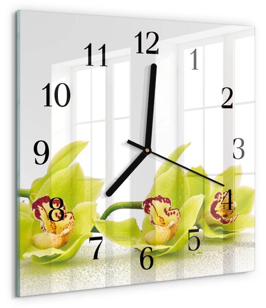 Skleněné hodiny na stěnu Orchidej zskc-30x30-00175693