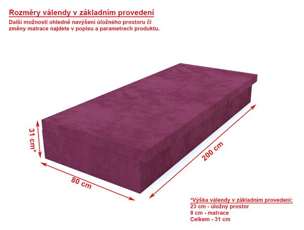 Válenda fialová s úložným prostorem