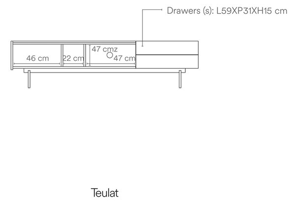 TV stolek v dekoru dubu v béžovo-přírodní barvě 180x45 cm Otto – Teulat