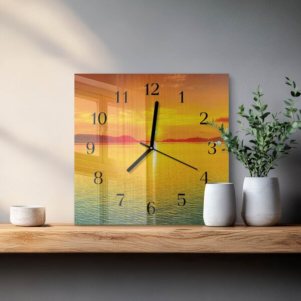 Skleněné hodiny na stěnu Západ slunce zskc-30x30-00175753