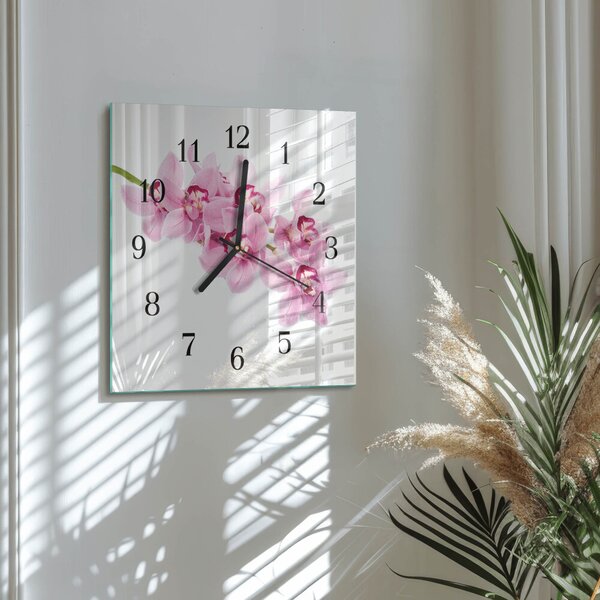 Skleněné hodiny na stěnu Orchidej zskc-30x30-00175765