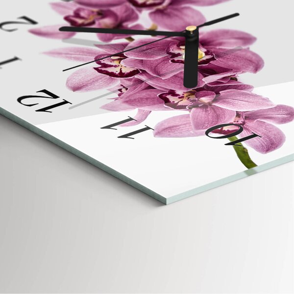 Skleněné hodiny na stěnu Orchidej zskc-30x30-00175765