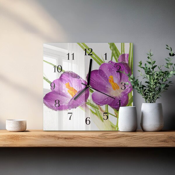 Skleněné hodiny na stěnu Krokusy zskc-30x30-00175772