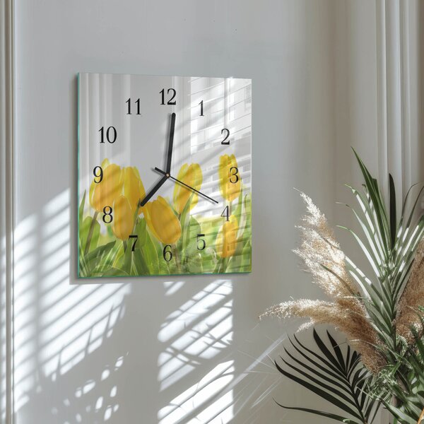Skleněné hodiny na stěnu Tulipány zskc-30x30-00175774