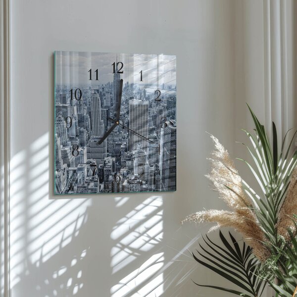 Skleněné hodiny na stěnu Město zskc-30x30-00175804