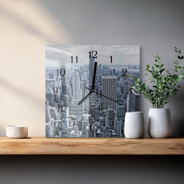 Skleněné hodiny na stěnu Město zskc-30x30-00175804