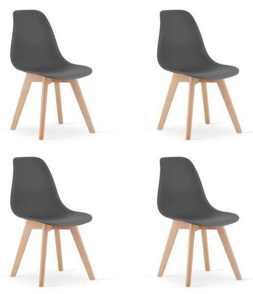 Set čtyř jídelních židlí KITO tmavě šedé / naturální nohy (4 ks)