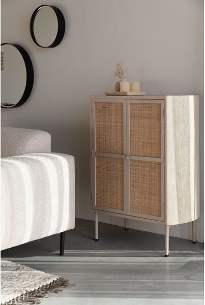 Krémová ratanová skříňka 80x100 cm Amaya – White Label