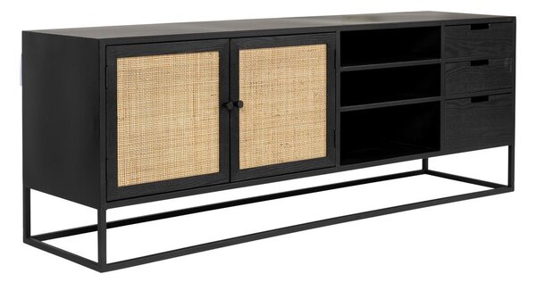 Černý ratanový TV stolek 38x55 cm Guuji – White Label